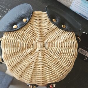 Disney Tan and Black Woven Crossbody Bag